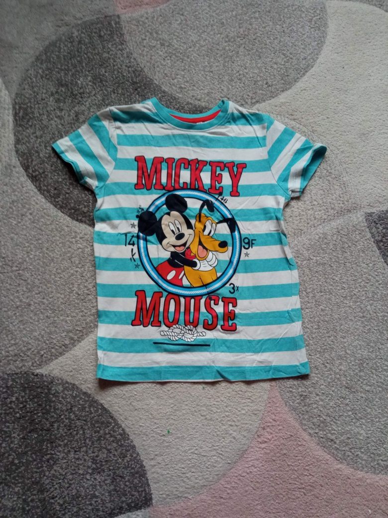 Kolorowa bluzka t-shirt z Myszką Miki i Pluto 128