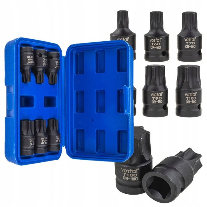 Bity Udarowe Zestaw Bitów Torx T55-t100 Nasadki Klucze Nasadowe 1/2" 6