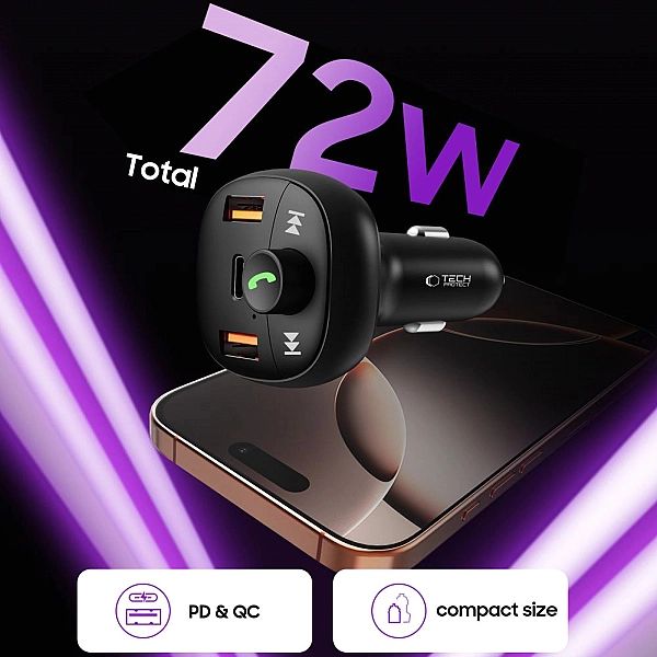 Tech-Protect Cc06/3-Port Car Charger Pd72W + Transmiter Fm Bluetooth B