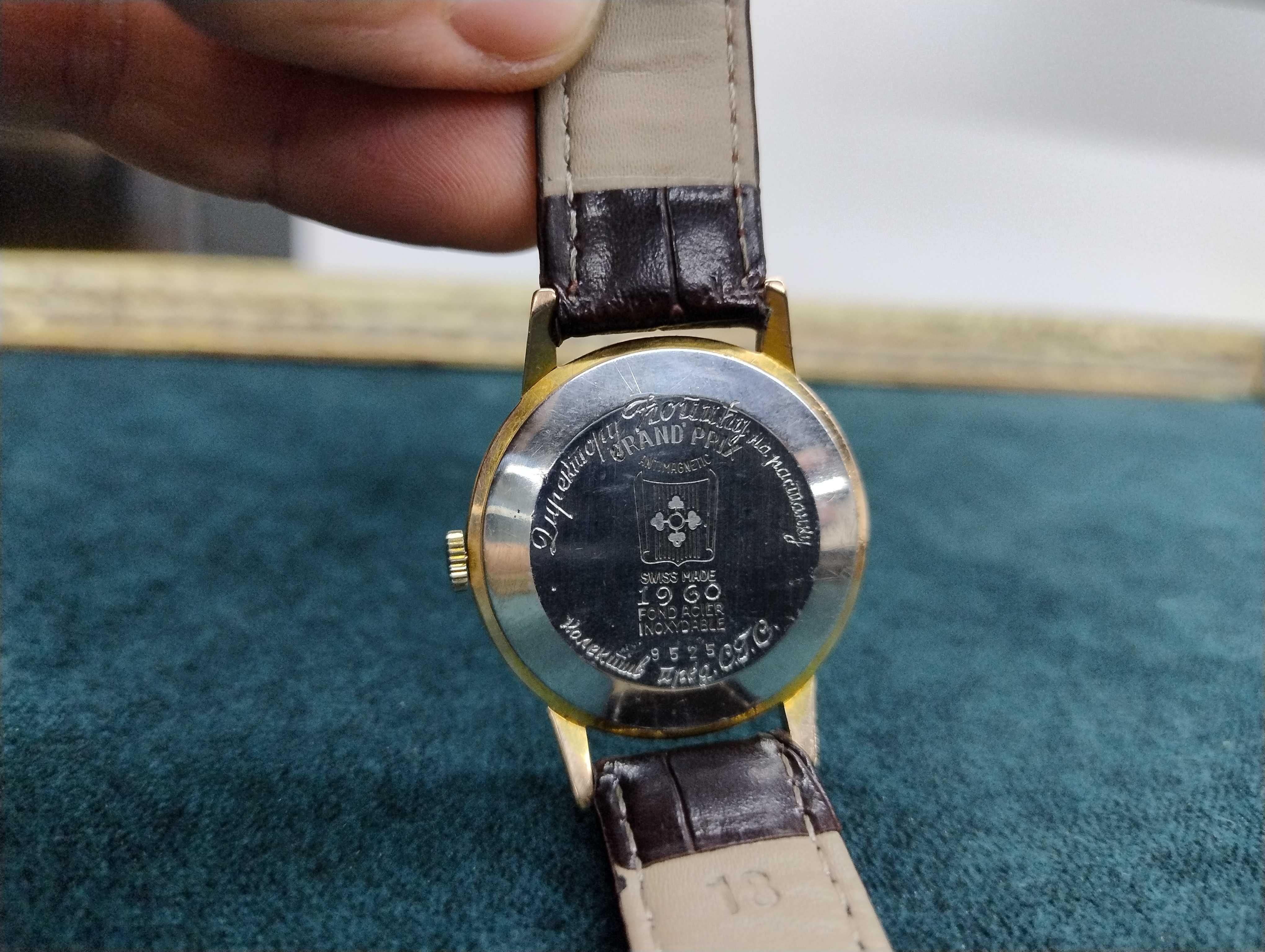 Przepiekny Zegarek Cortebert  Złocony 14k Grand Prix 1960 rok ! Patyna