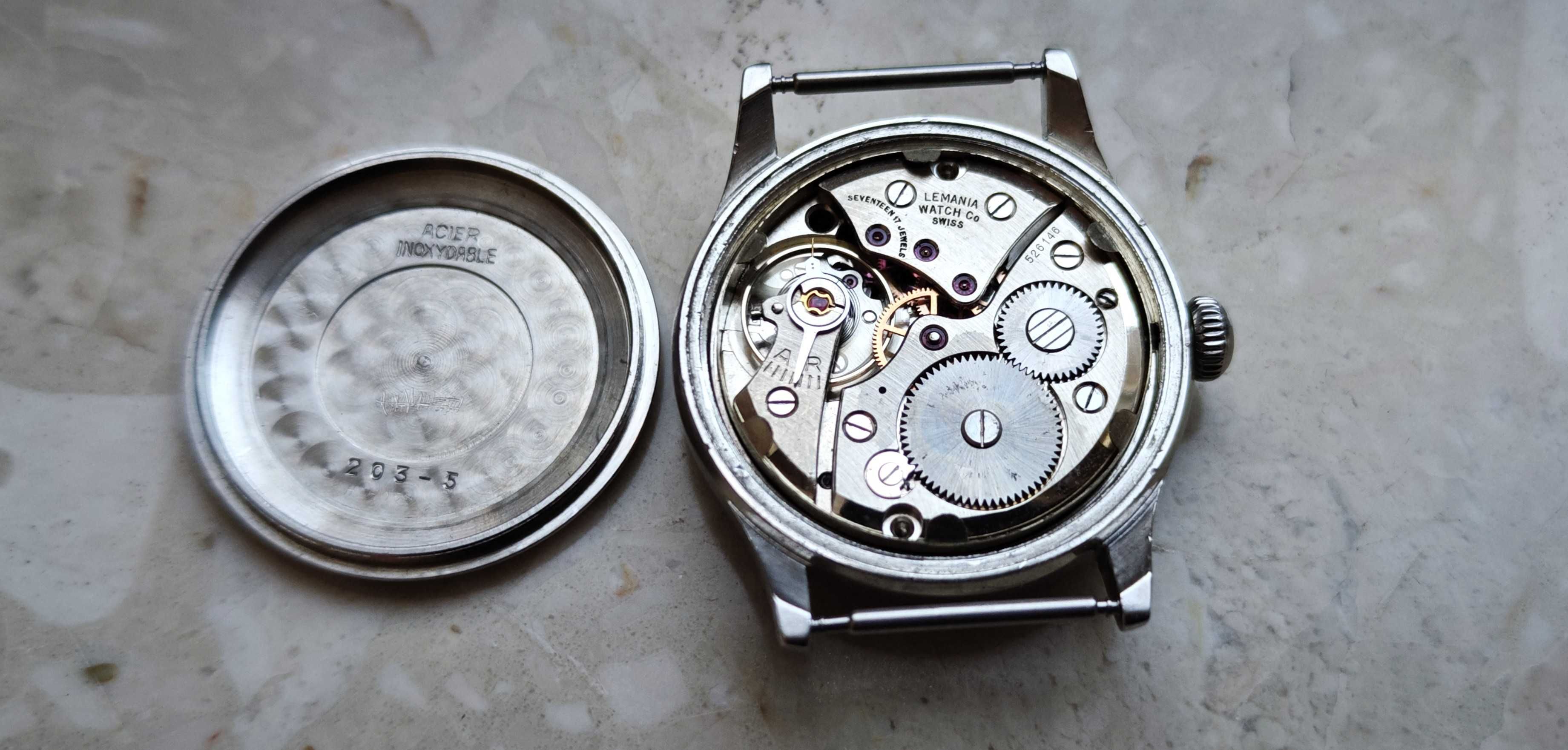 Stary Militarny Zegarek Lemania 239A Bullseye Iwc  50-te Lata Unikat