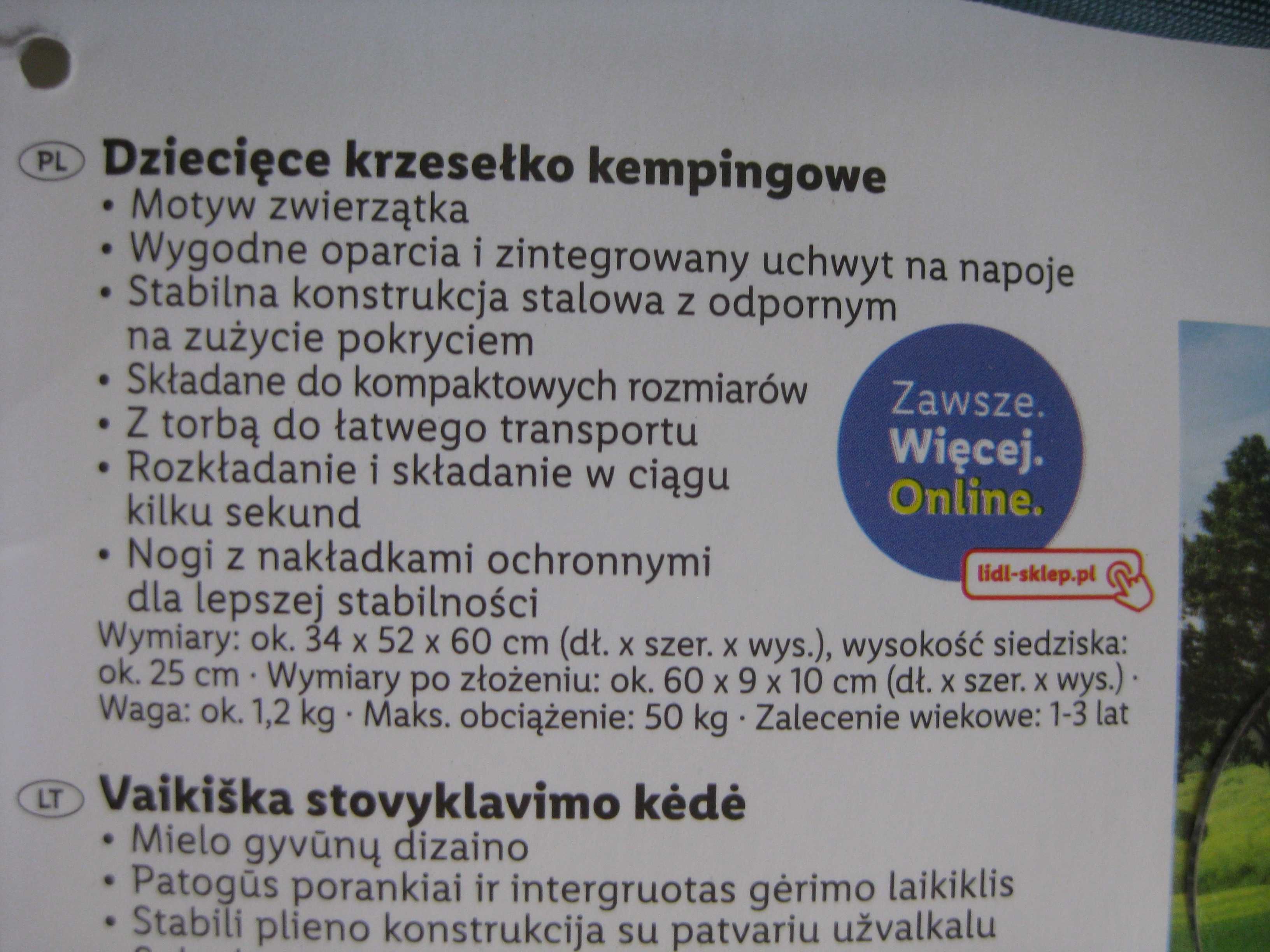 Krzesełko dziecięce campingowe