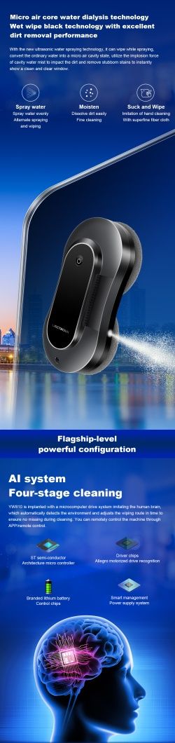 Робот для мойки окон Liectroux YW810, Bluetooth APP, черный.