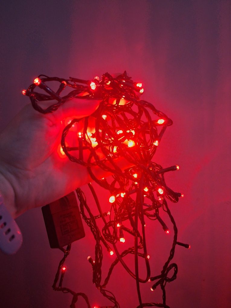 lampki LED choinkowe czerwone 100 lampek z programatorem