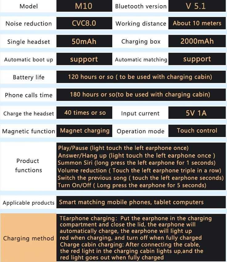 Навушники Бездротові M10 TWS fone Bluetooth V5.1