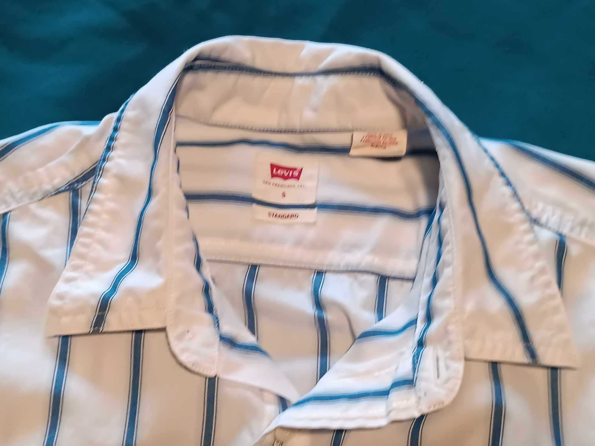 Koszula męska w paski-100% bawełna, logowana jak nowa - S/M - "Levi's"