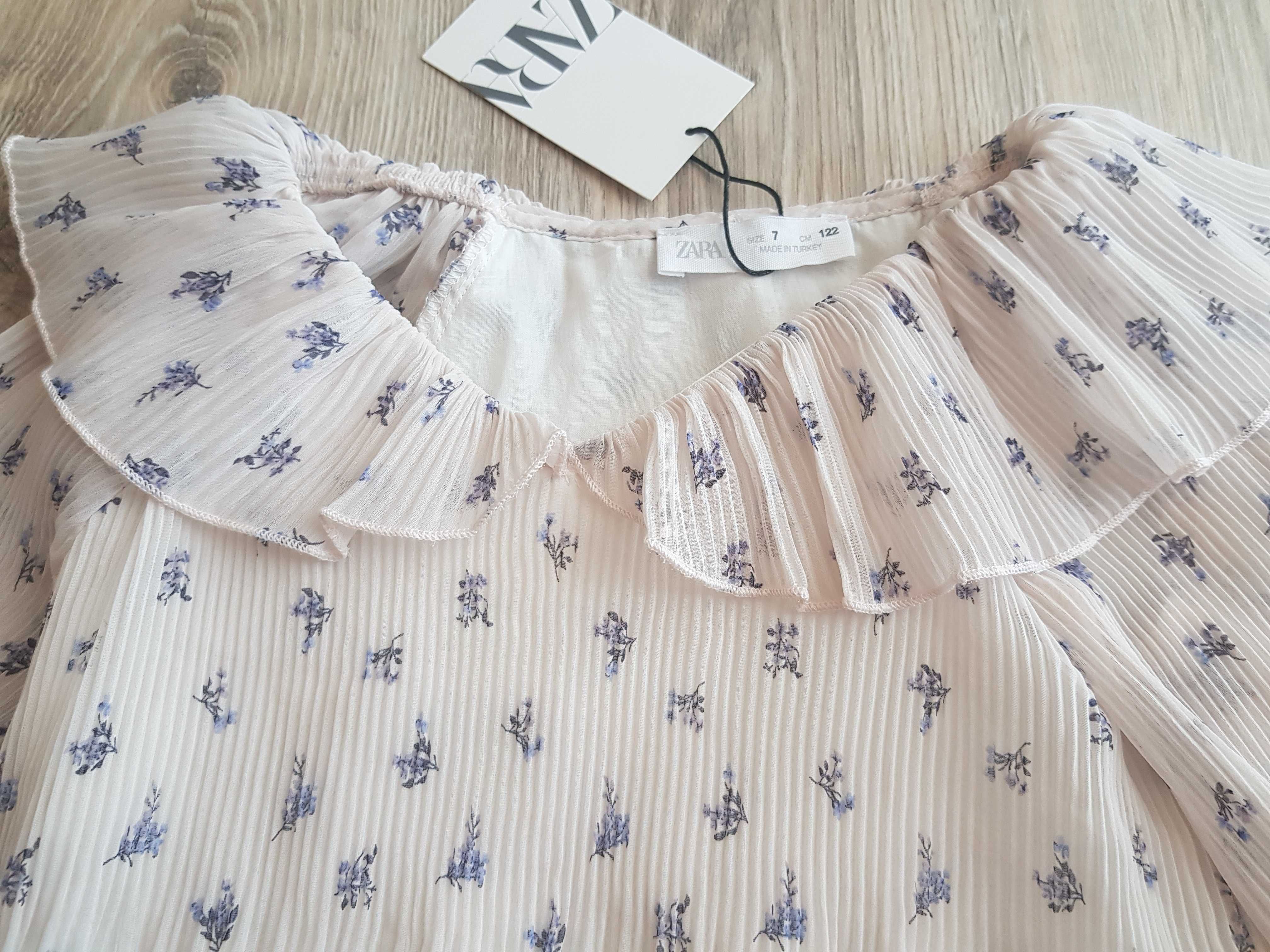 Zara bluzka koszula tunika Nowa tiulowa dla dziewczynki 110 kwiaty