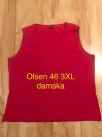 Olsen 46 3XL damska czerwona bluzka lato bawełna bez rękawów
