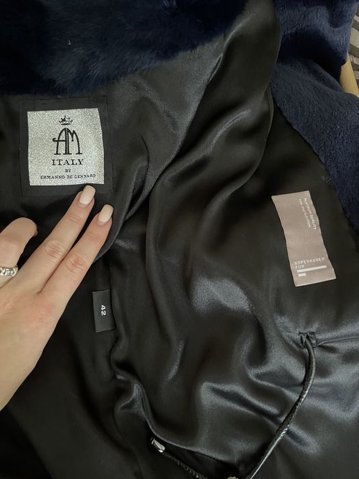 22.12 примірки Київ, норкова шуба Італія 90 см, синя, ексклюзив, 44-46