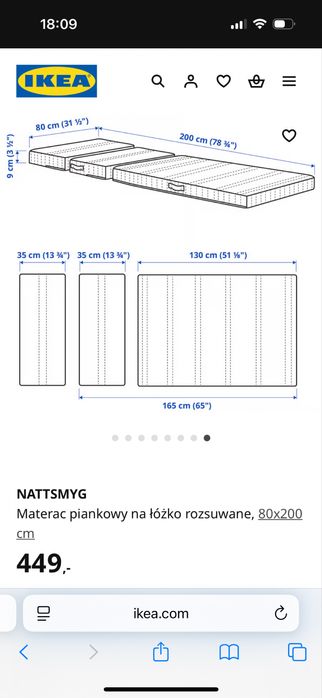 Materac Ikea do łóżka rosnącego Ikea 130cm.