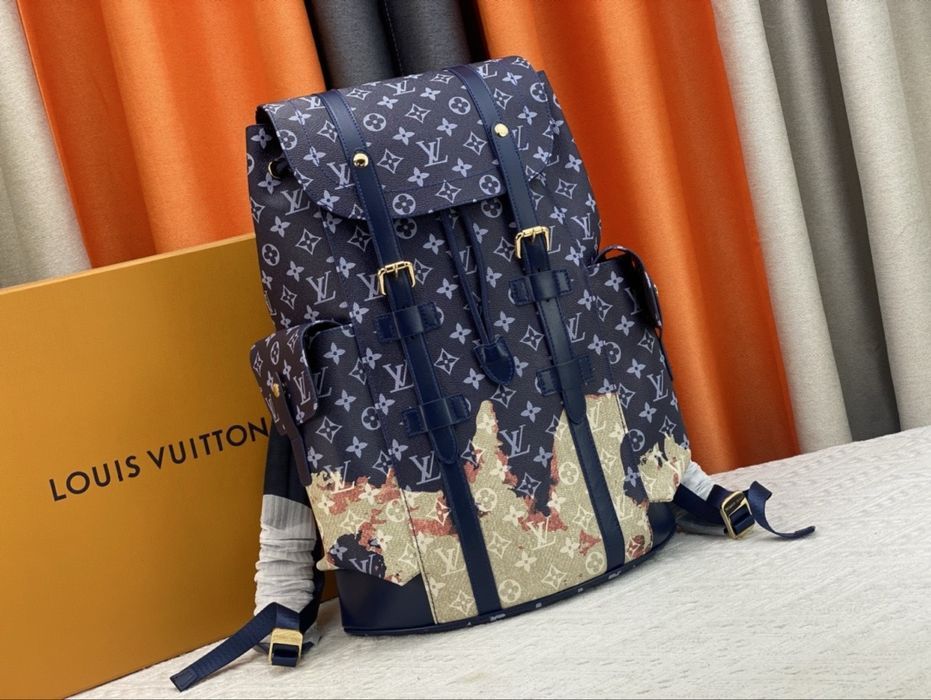 Louis Vuitton Christopher рюкзак мужской синий портфель оригинал