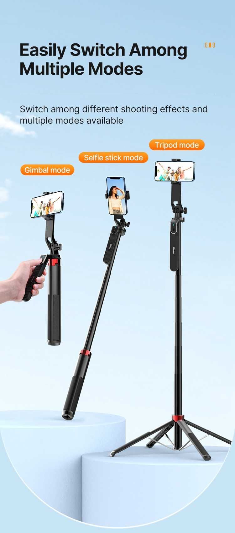 Kijek  180cm SELFIE STICK Statyw Pilot Bluetooth Ulanzi MA09