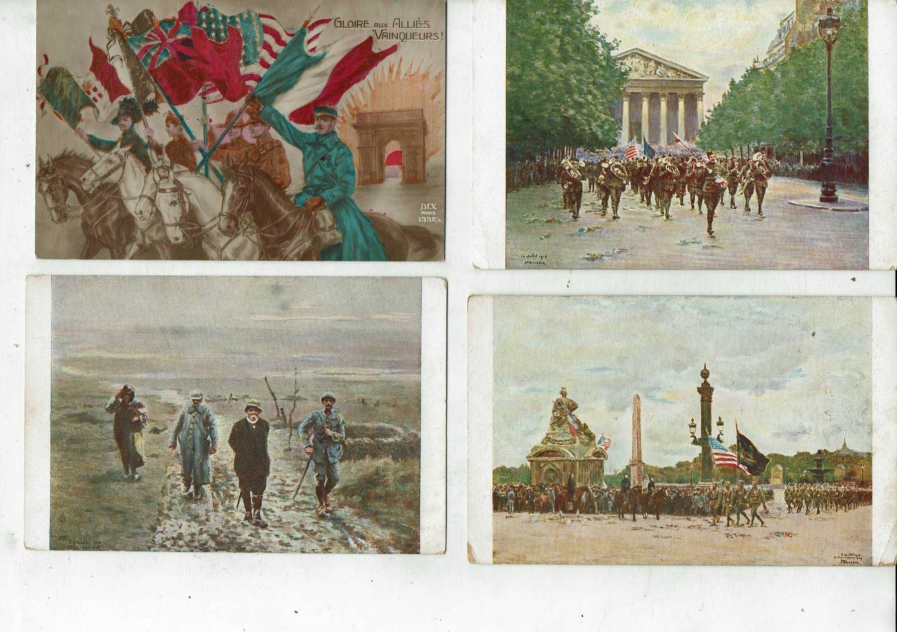 Interessante lote de 71 postais sobre a I Guerra Mundial. 1916 a 1930