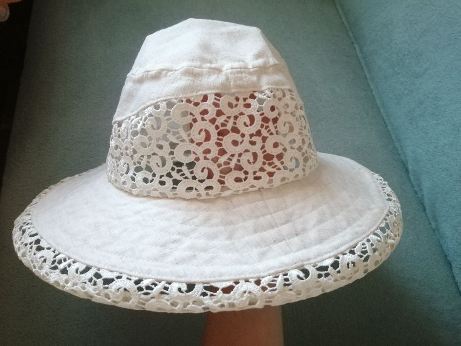 Шляпа капелюх шляпка панамка летняя от солнца пляжная ажурная из льна