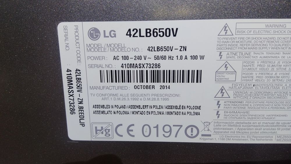 Телевізор LG 42LB650V FULL HD. Smart TV. WI-FI в ідеальному стані