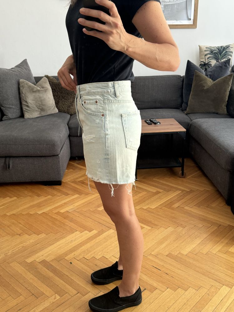 ZARA, szorty jeansowe, boyfriend, niebieskie, roz. 36