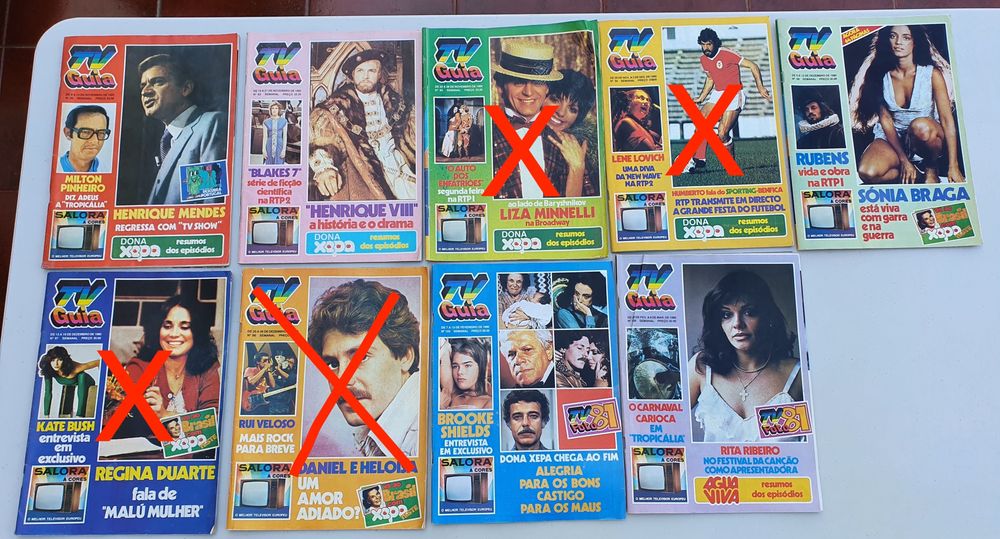 Lote de Revistas TV Guia dos anos 70, anos 80, 90