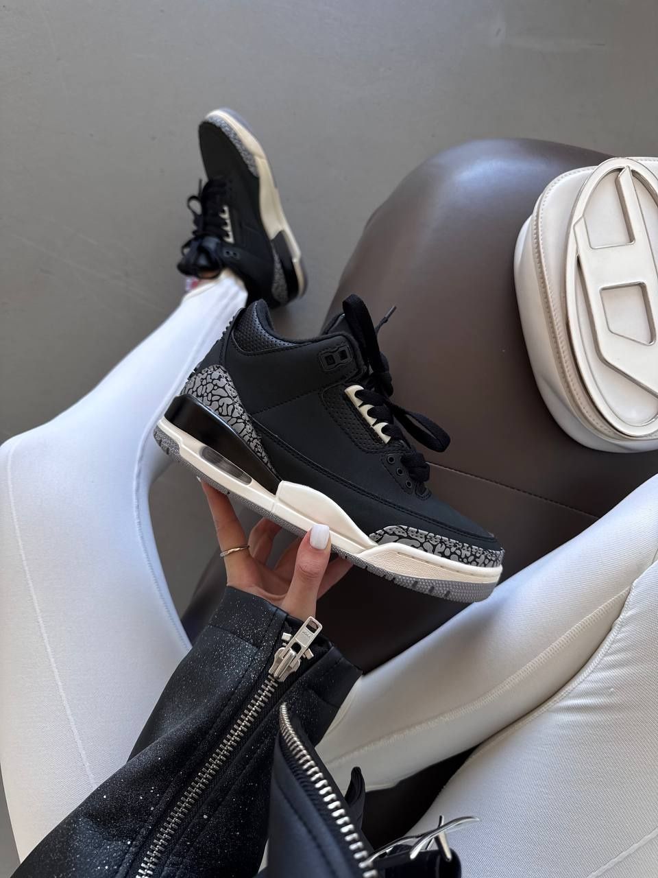 р36-43 Кросівки Nike air jordan 3 retro off noir black