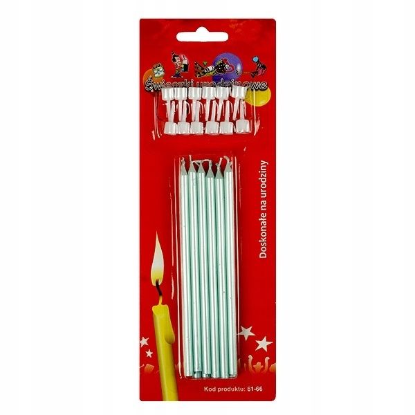 Świeczki Urodzinowe Perłowe Jasno Błękitne 12Cm 12 Szt