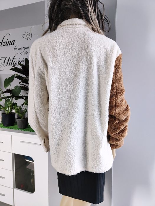 Modna koszula oversize typu teddy lekka kurtka jesienna rozmiar 36 38