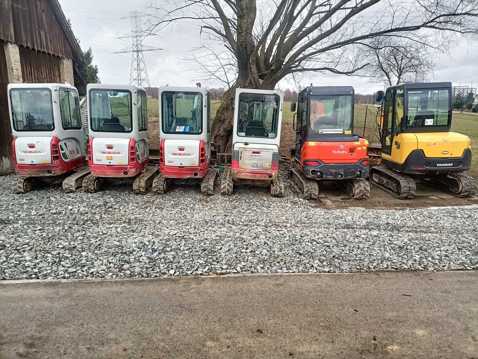 Wynajem minikoparki 3t wiertnica wozidło 6t młot koparka ładowarka 5t