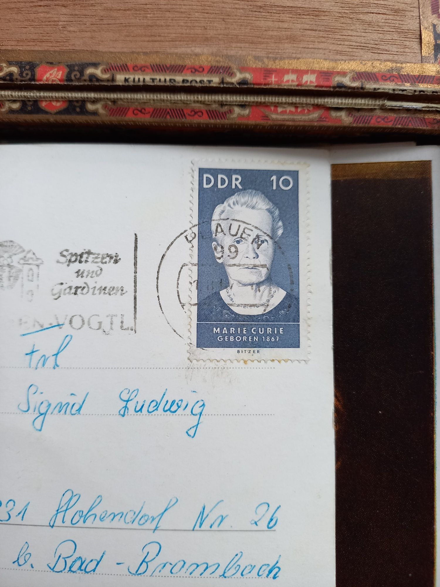 Znaczek Maria Curie Skłodowska ddr prl stary pocztówka kartka pocztowa
