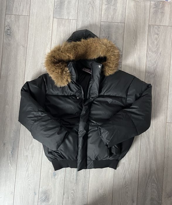 пуховик дутий з мехом чорний аляска куртка курточка MA1 зимова