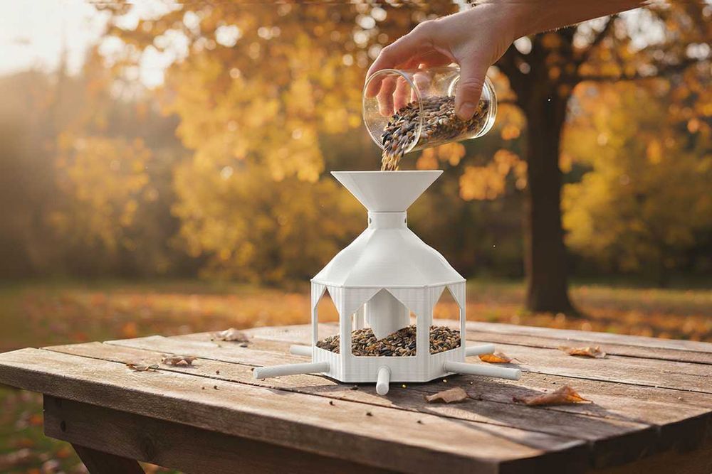 Karmnik dla ptaków Budka Domek Wiszący Stojący Na Balkon Okno BIAŁY