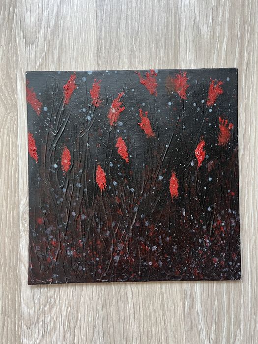 Abstrakcja kwiaty w czerni obraz akrylowy dekoracja artystyczna