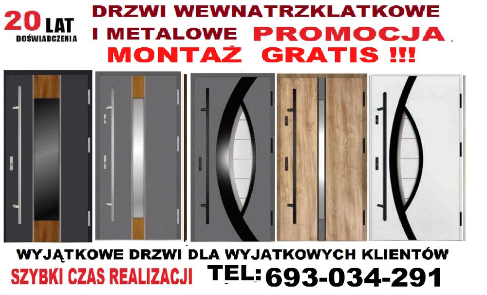 Drzwi zewnętrzne wejściowe z montażem drewniane i metalowe ocieplone