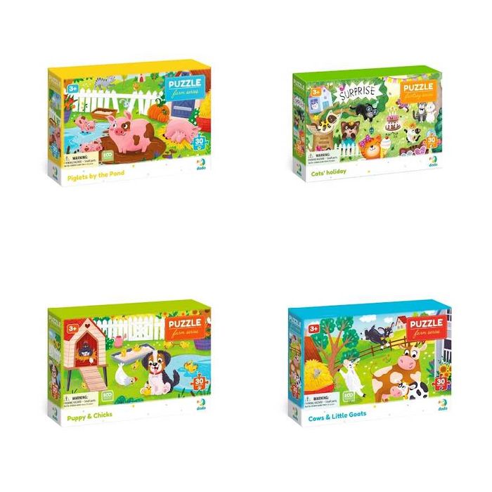 Пазли Dodo 30 штук Котики, Песик і курчата, Поросята, Корови  козенята