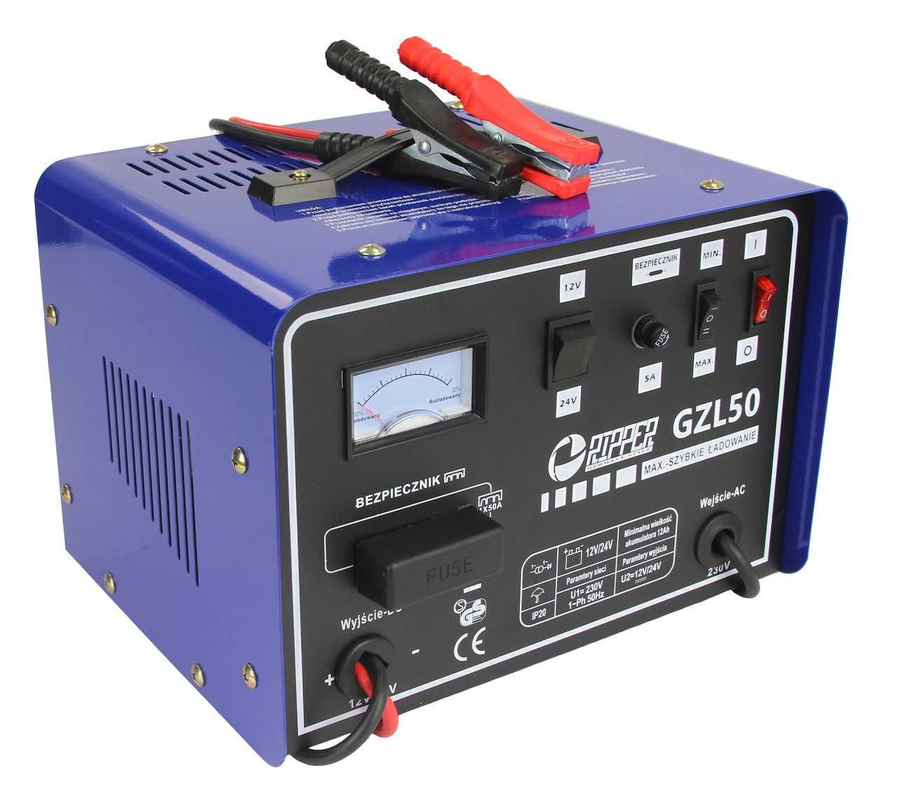 Prostownik samochodowy Glz50 akumulatorowy 12V 24 V z rozruchem