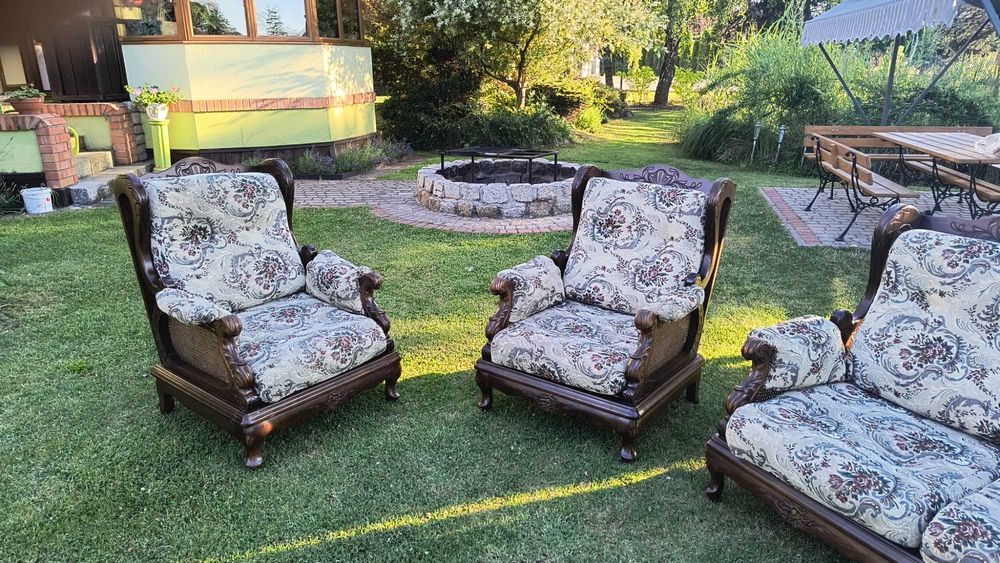 Stylowy komplet wypoczynkowy 3+1+1