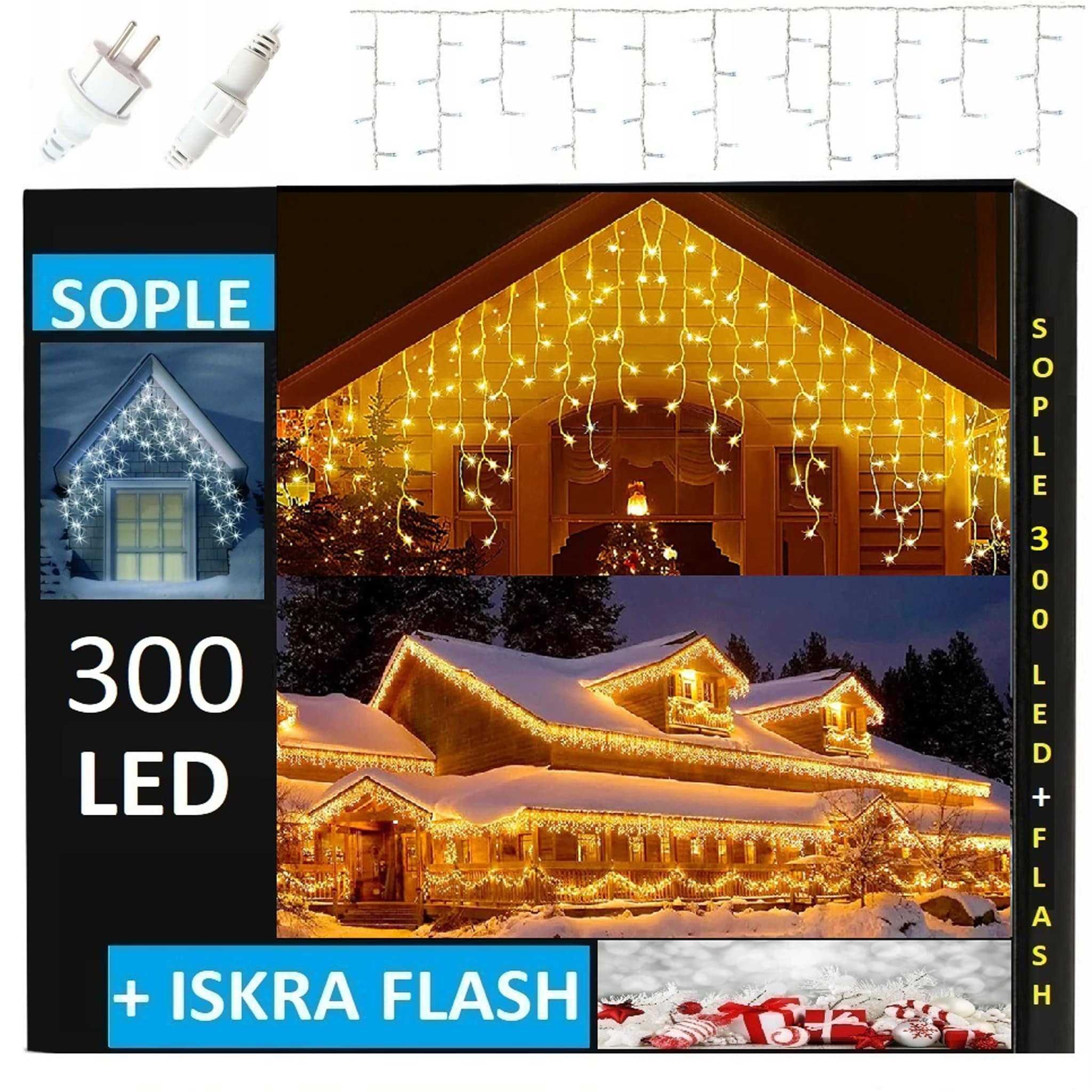 SOPLE 300 LED Lampki ZEWNĘTRZNE IP44 Stałe Światło + Błysk FLASH