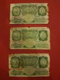 3 banknoty 1 pound Bank of England