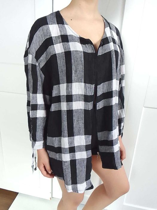 Lniany swobodny żakiet wdzianko narzutka len M L xL xxL uniwersalny