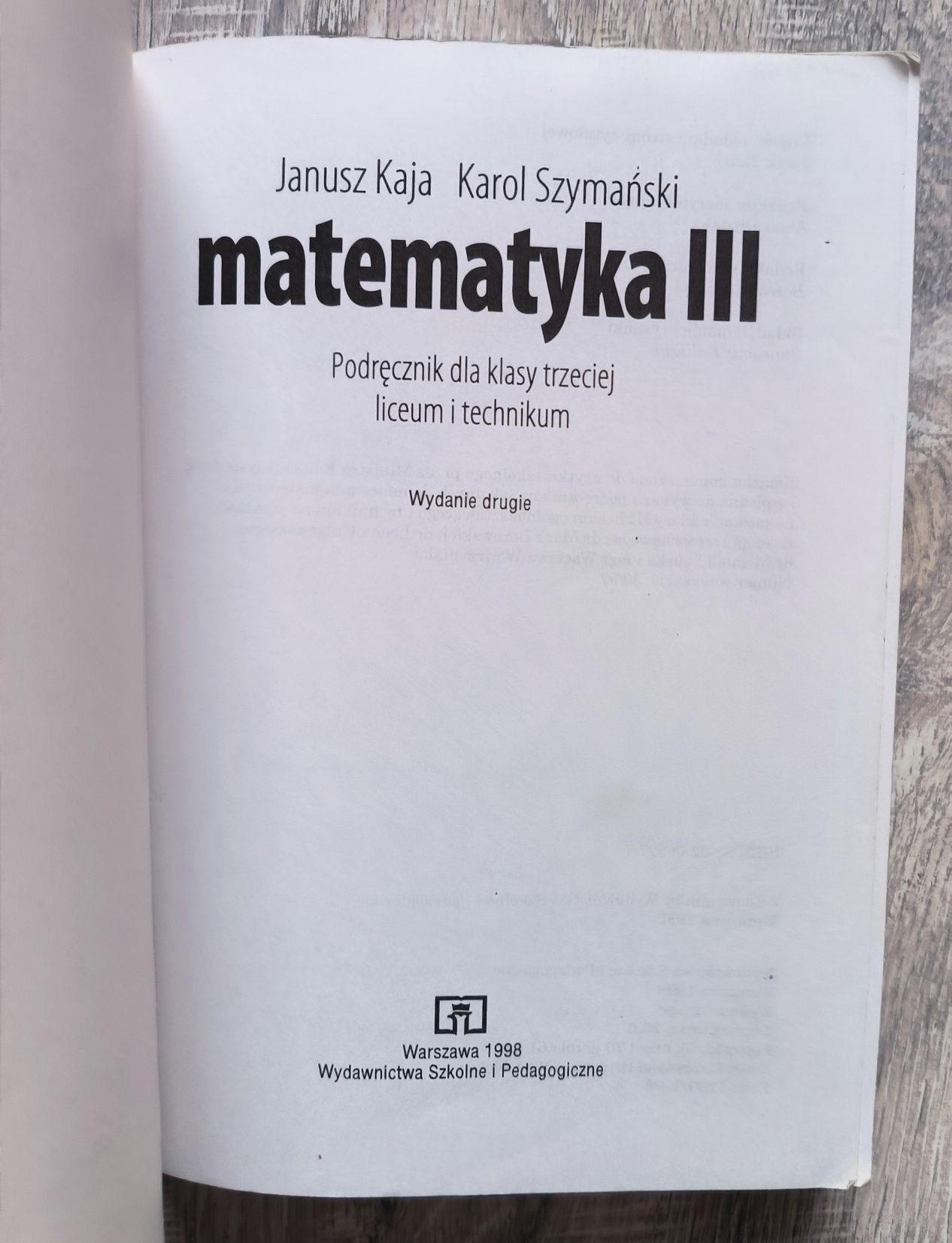 Matematyka I, II, III podręczniki do liceum i technikum z 1988