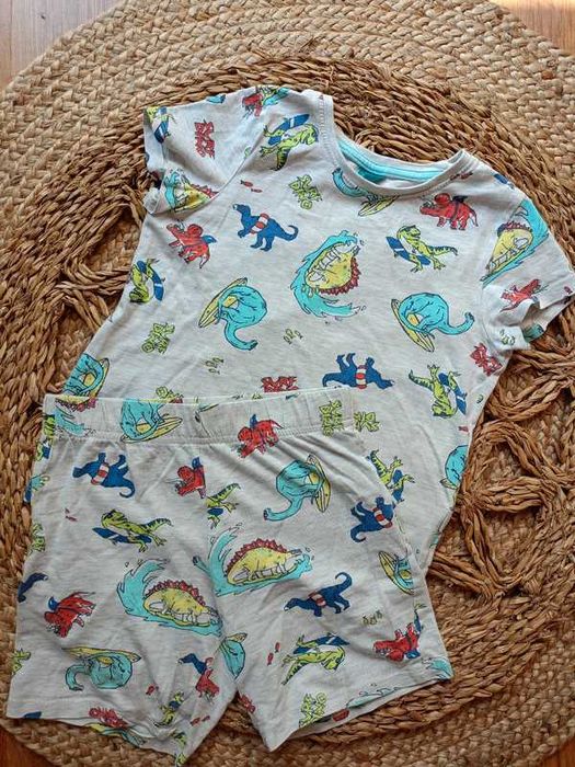 Letni komplecik chłopięcy w dinozaury komplet zestaw T-shirt spodenki