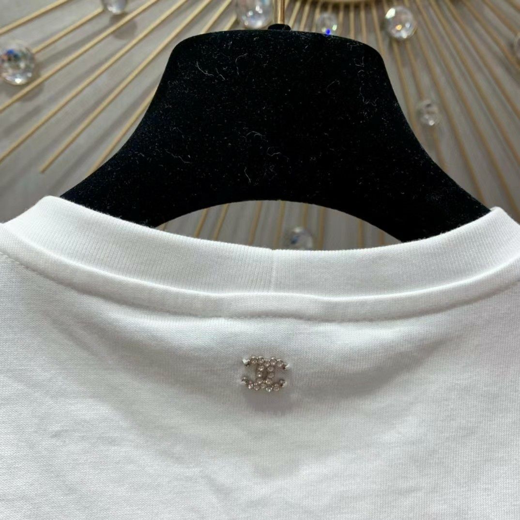 Chanel® Luksusowy T-shirt CC ekskluzywna bluzka markowa logowana bluza