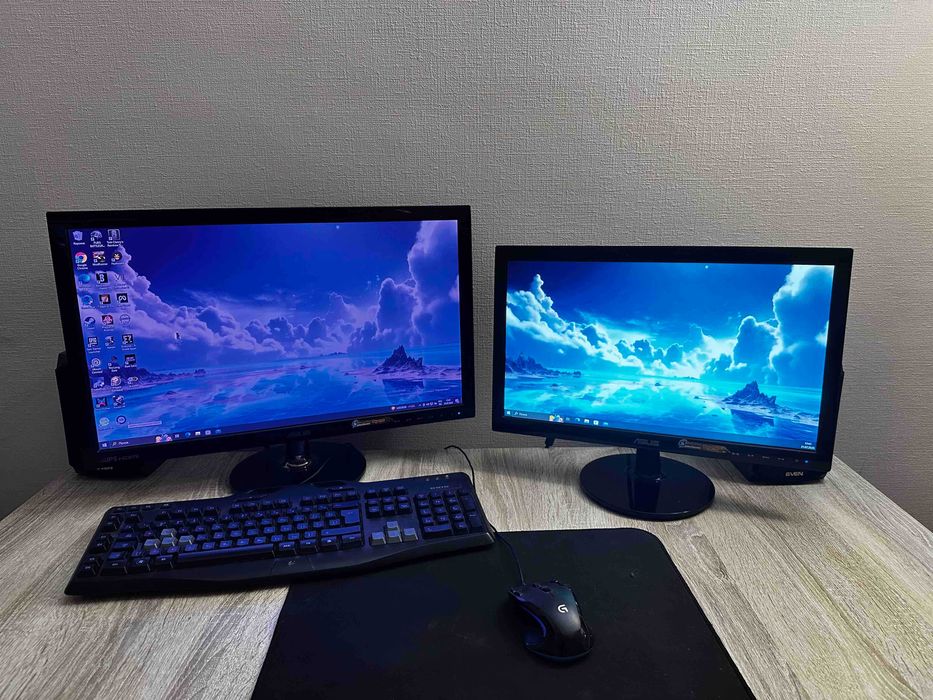 Потужний ПК + Периферія (GTX 1070 Ti, 32 ГБ RAM, SSD+HDD, 2 монітори)