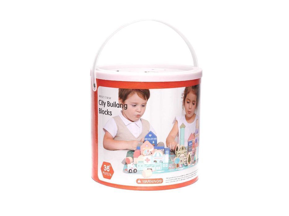 KLOCKI PUZZLE MIASTO z Drewna Edukacyjne Drewniane dla Dzieci 135EL
