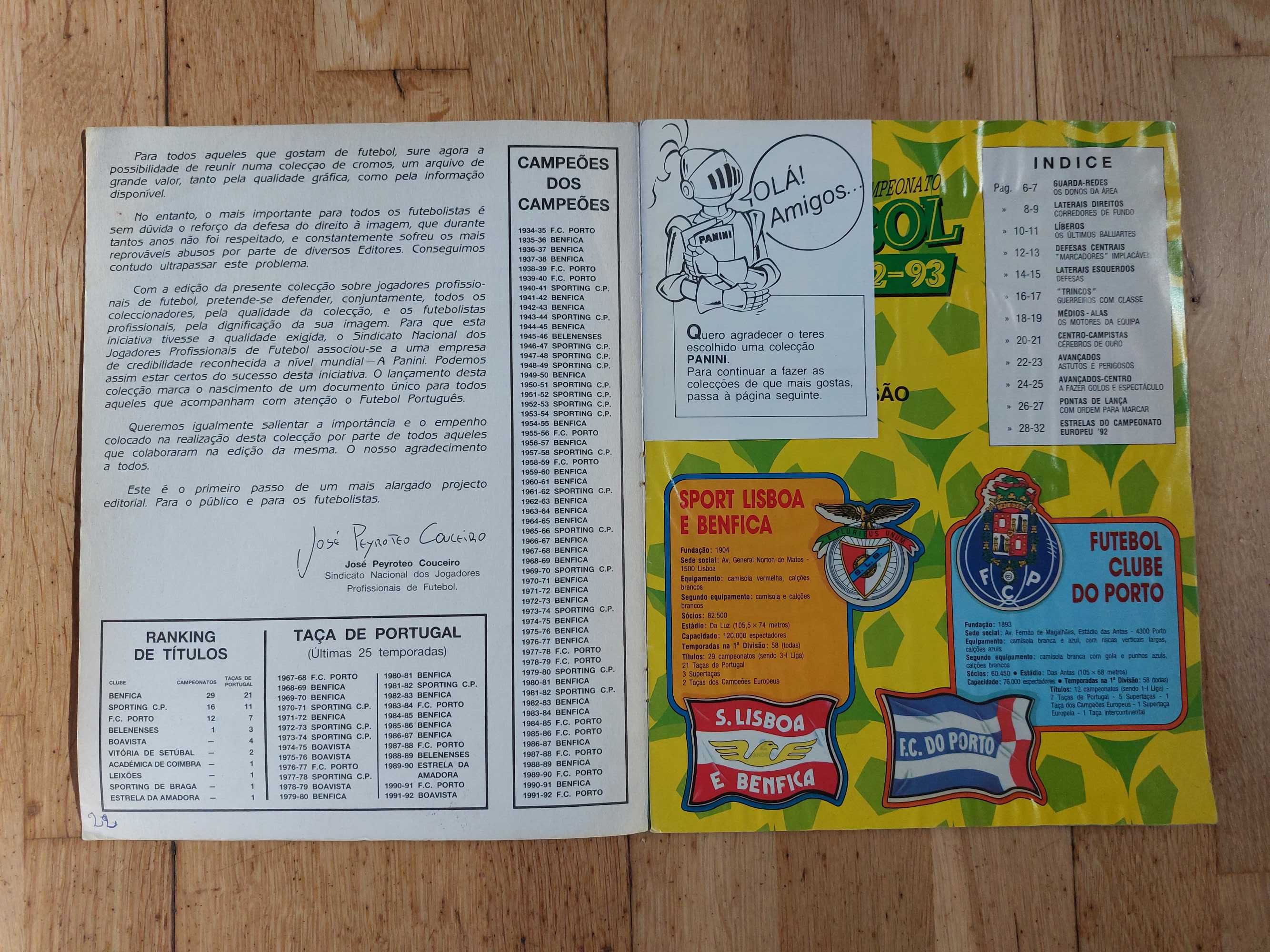 Caderneta de cromos "Futebol 92-93" - Completa