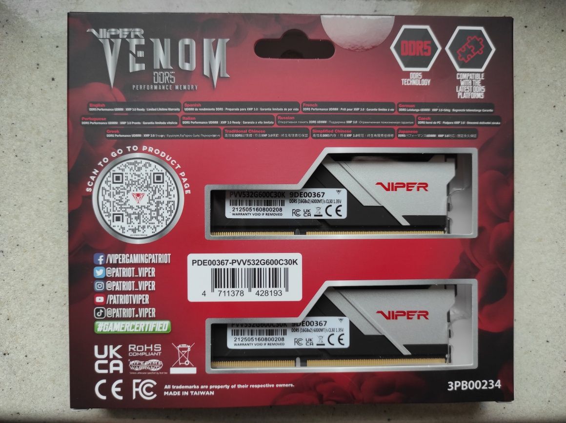NOWE DDR5 6000MHz CL30 32GB RAM Patriot Viper Venom