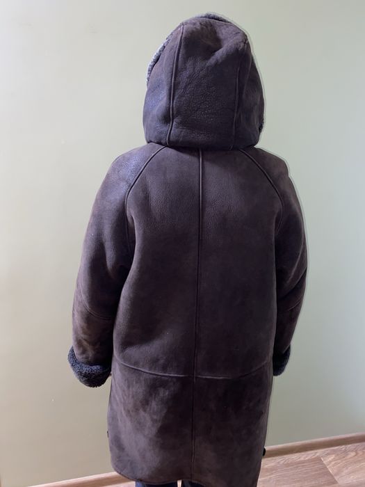 Женская дубленка коричневая р. 48