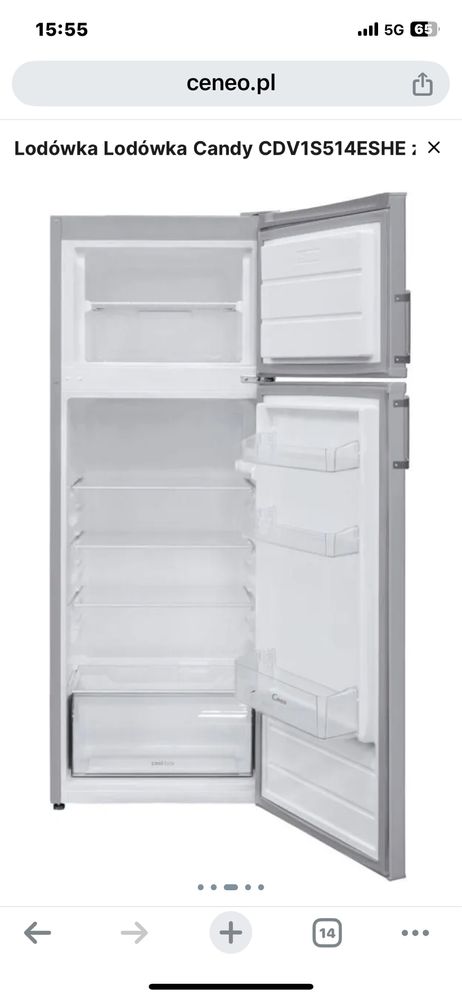 Lodówka CANDY CDV1S514FSE 145cm Srebrna