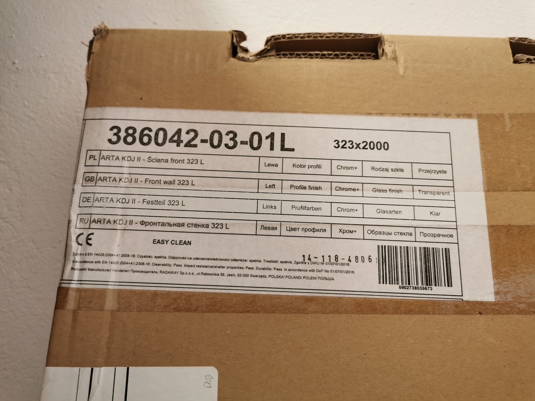 Radaway Arta KDJ II Ściana front 323x2000