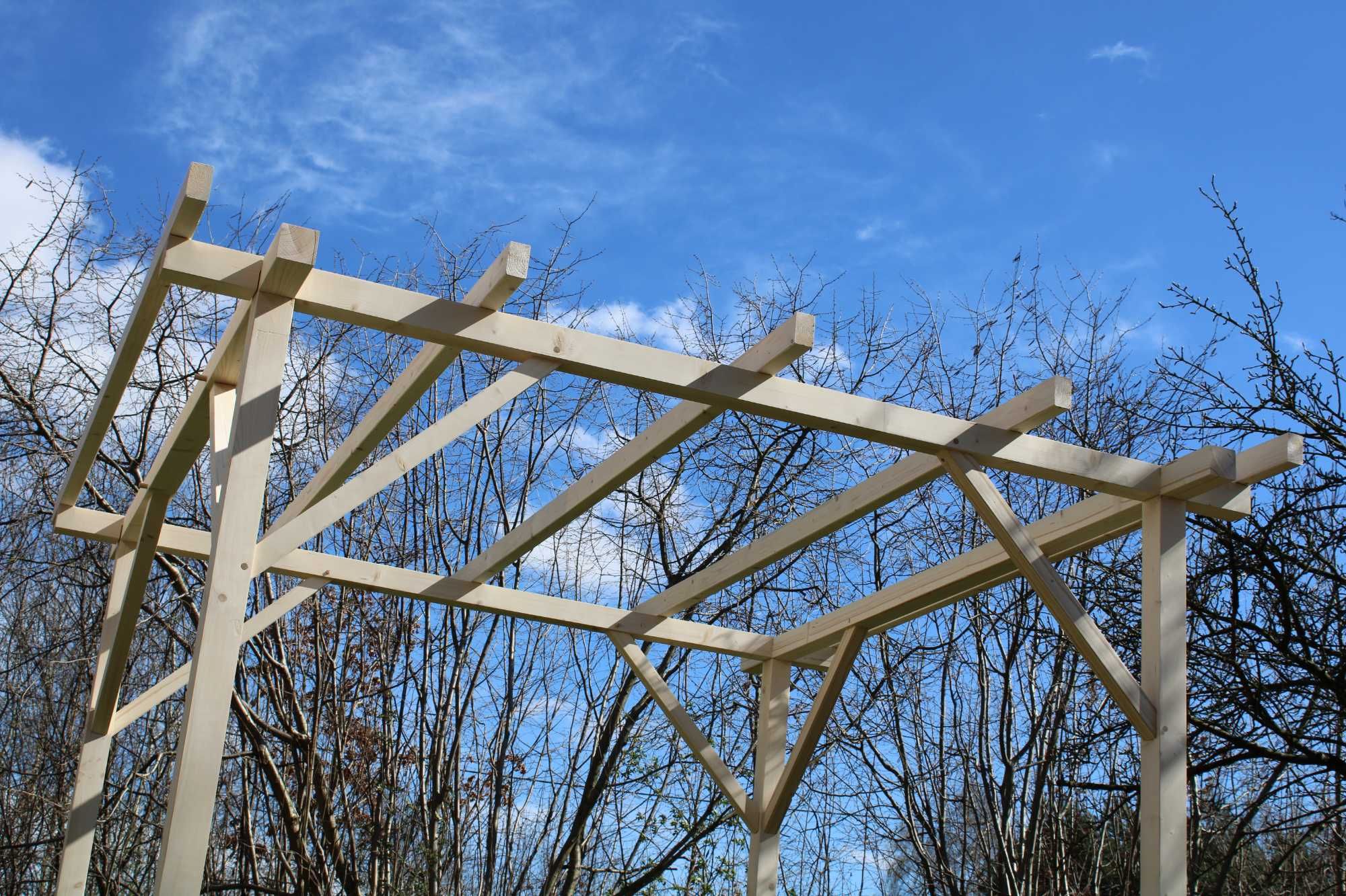 Pergola tarasowa drewniana altana 3,5m x 3,5m montowana na kołki