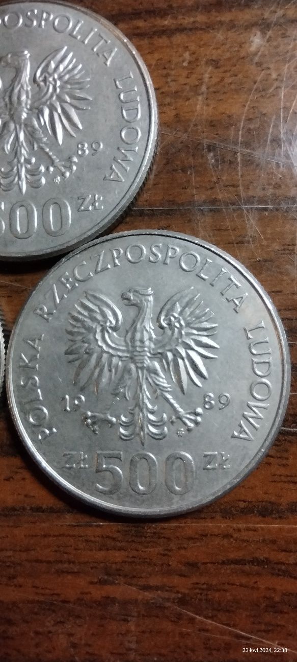 Moneta monety Polska 500 oraz 1000 zl