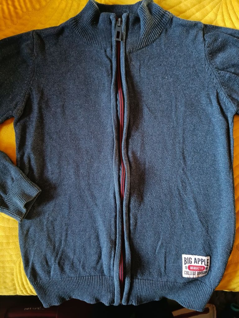 Elegancki odświętny sweter na zamek suwak 122 / 128 granatowy