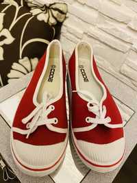 Trampki czerwone wkładane adidasy sportowe białe buty letnie